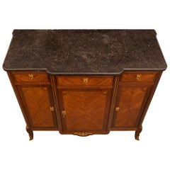 Buffet transitionnel français du 19ème siècle en bois de violette, marbre et bronze doré