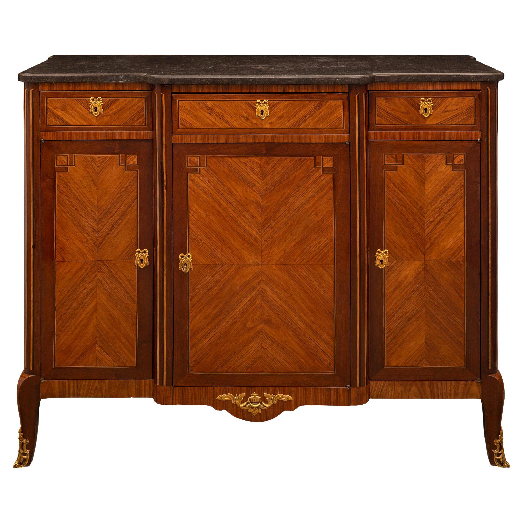French 19th Century Transitional St. Kingwood, Marble, and Ormolu Buffet For Sale