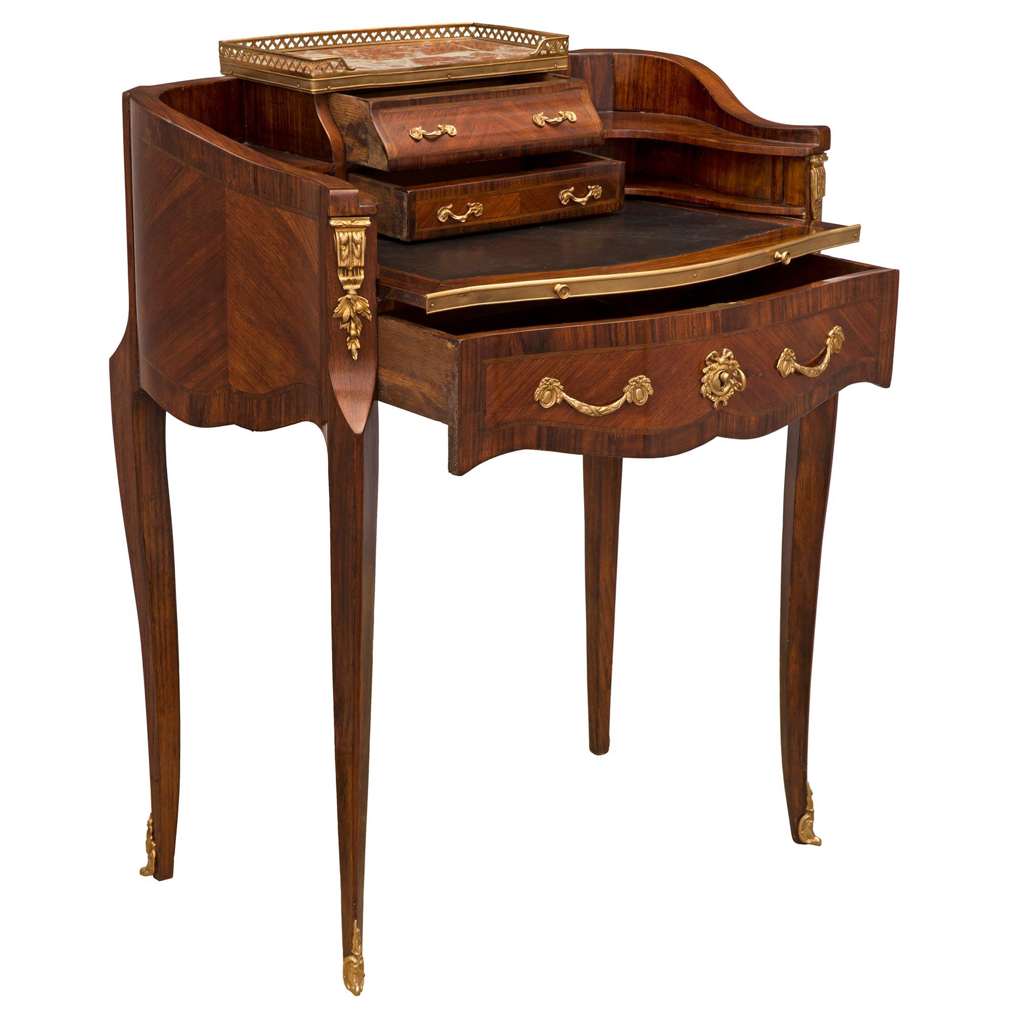 French 19th Century Transitional St. Kingwood, Tulipwood and Ormolu Desk In Good Condition For Sale In West Palm Beach, FL
