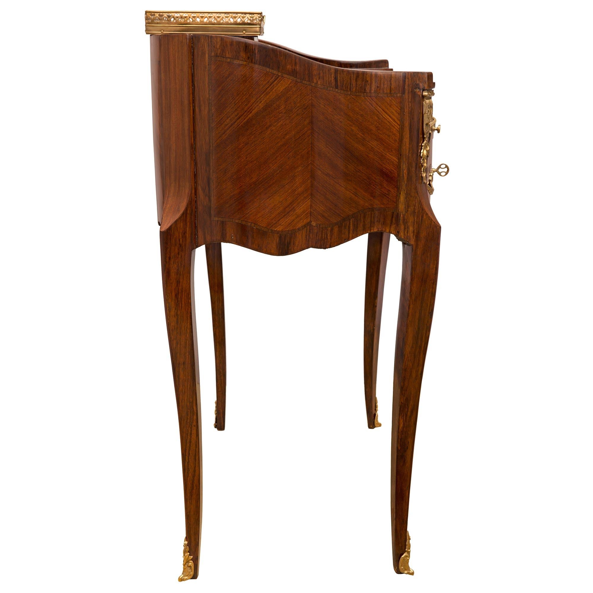 French 19th Century Transitional St. Kingwood, Tulipwood and Ormolu Desk For Sale 1