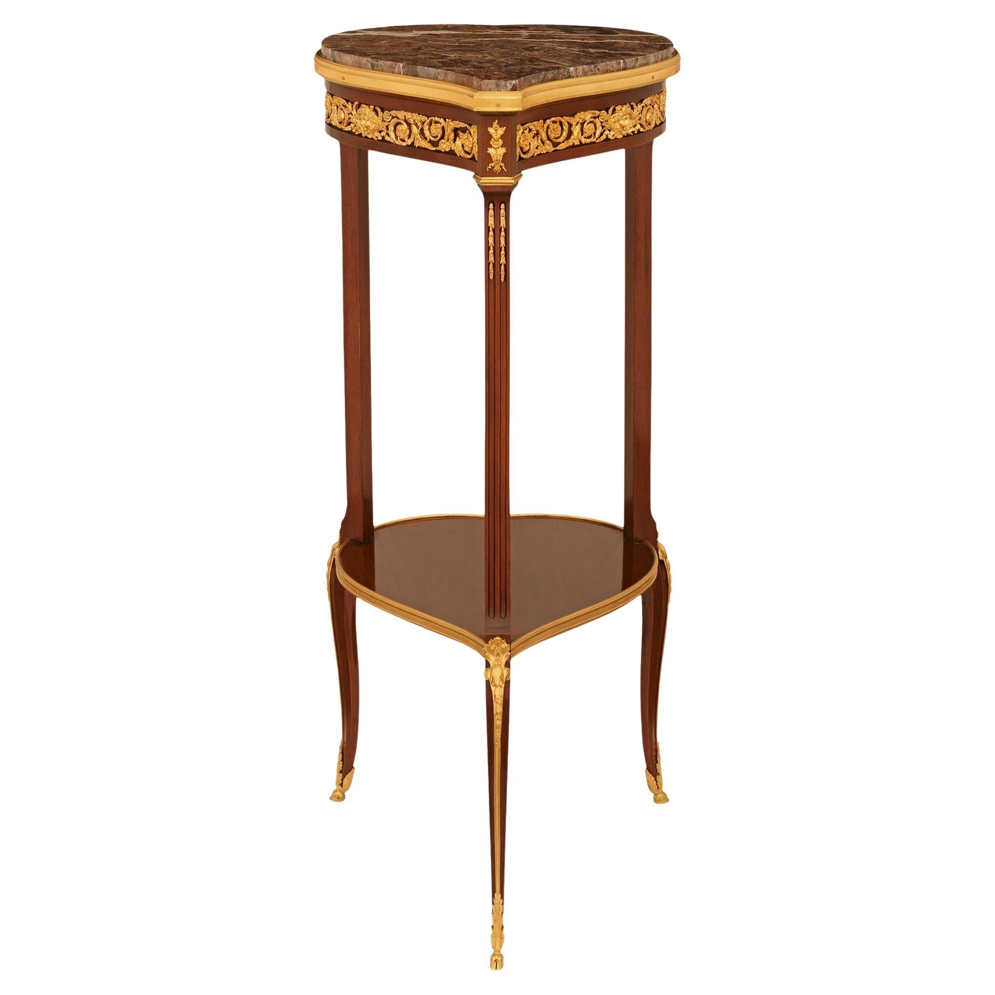 French 19th century Transitional st. Mahogany, Ormolu, and Marble side table