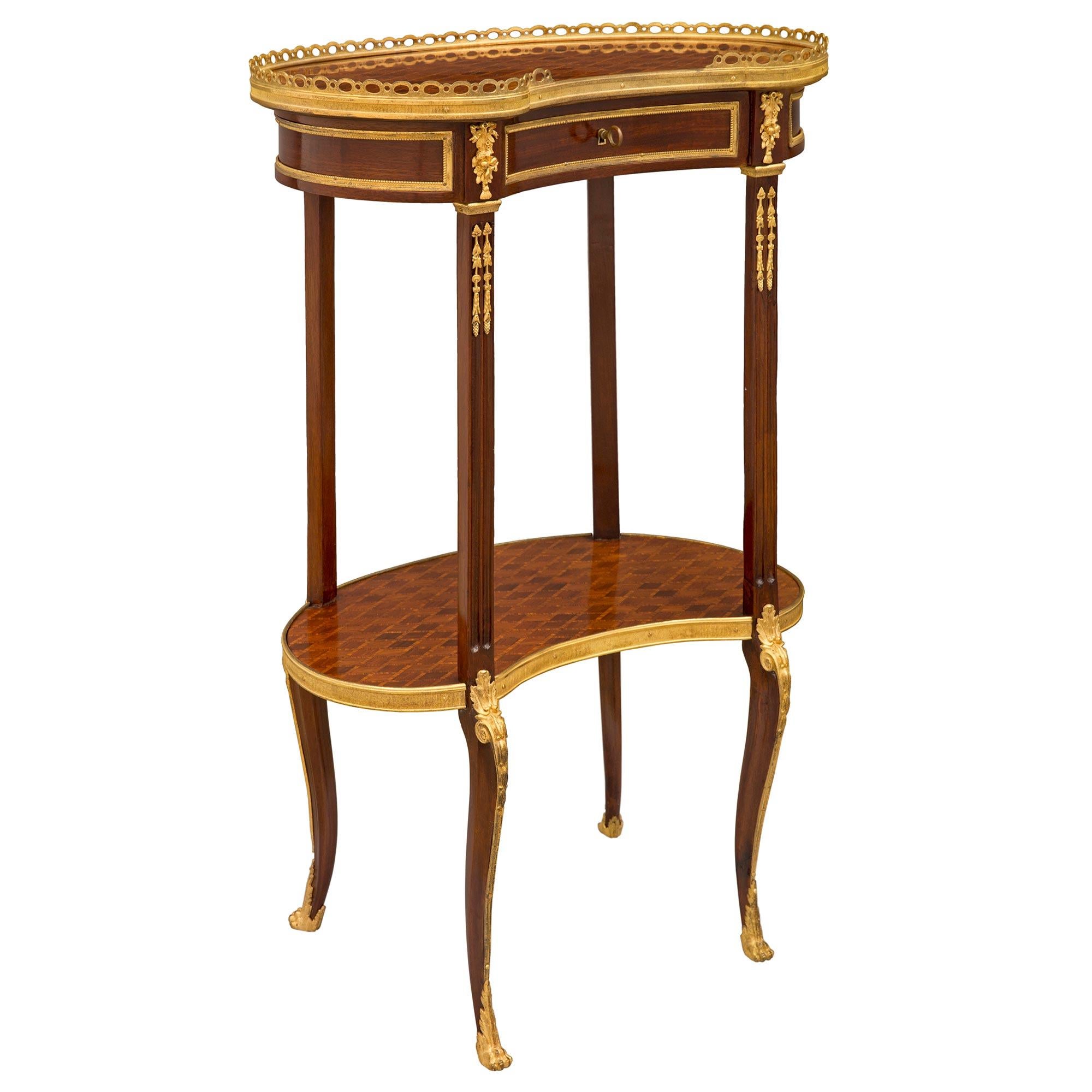 French 19th Century Transitional St. Parquetry and Ormolu Side Table In Good Condition For Sale In West Palm Beach, FL