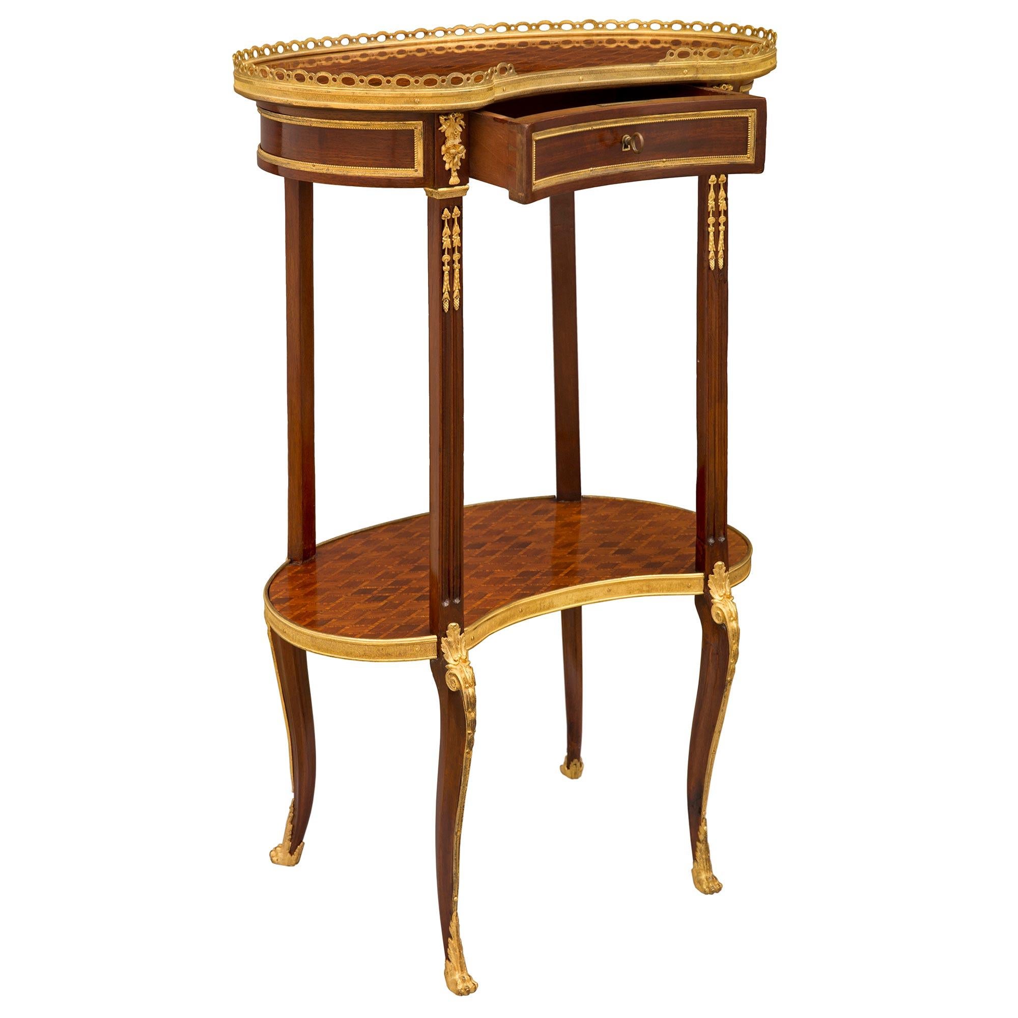 French 19th Century Transitional St. Parquetry and Ormolu Side Table For Sale 1
