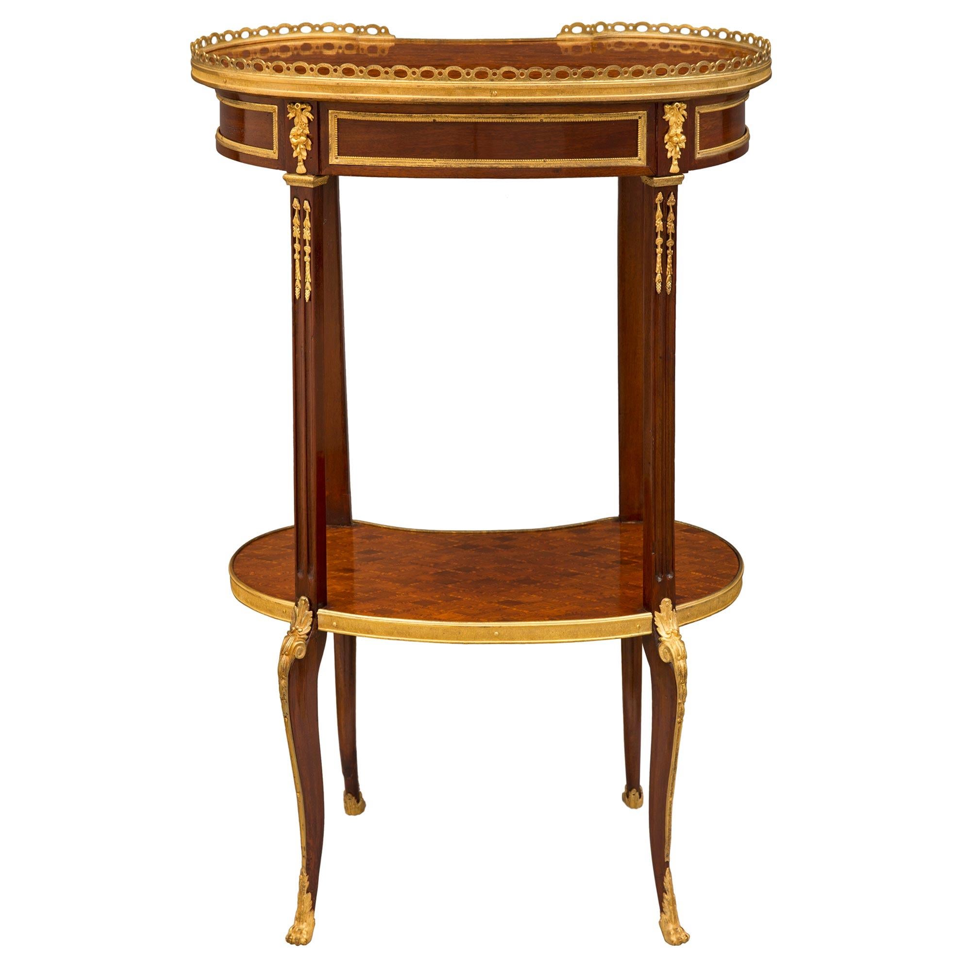 French 19th Century Transitional St. Parquetry and Ormolu Side Table For Sale 3