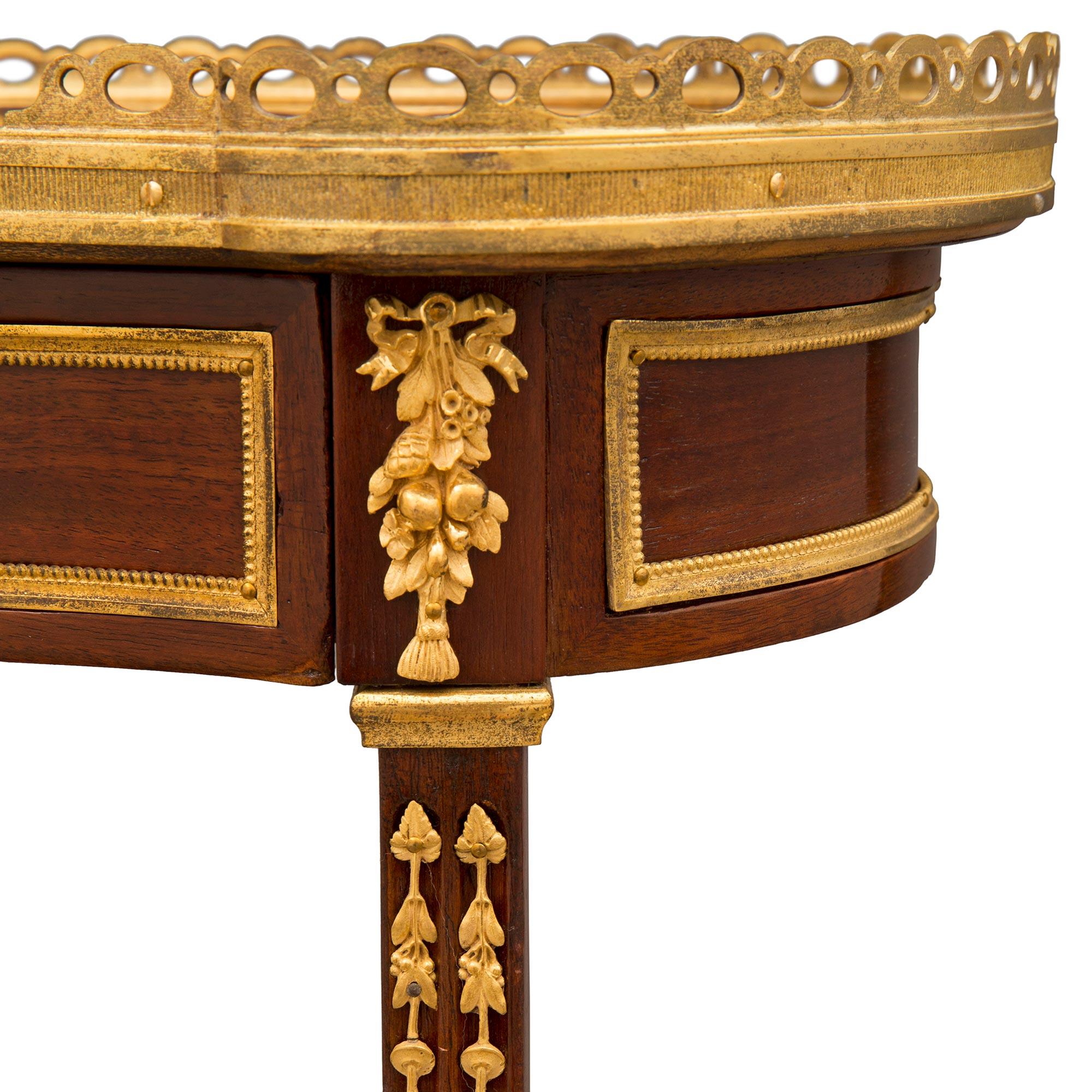 French 19th Century Transitional St. Parquetry and Ormolu Side Table For Sale 4