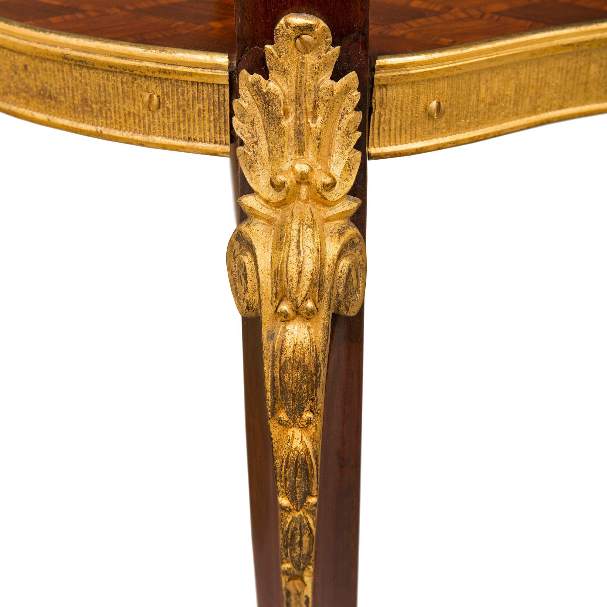 French 19th Century Transitional St. Parquetry and Ormolu Side Table For Sale 6