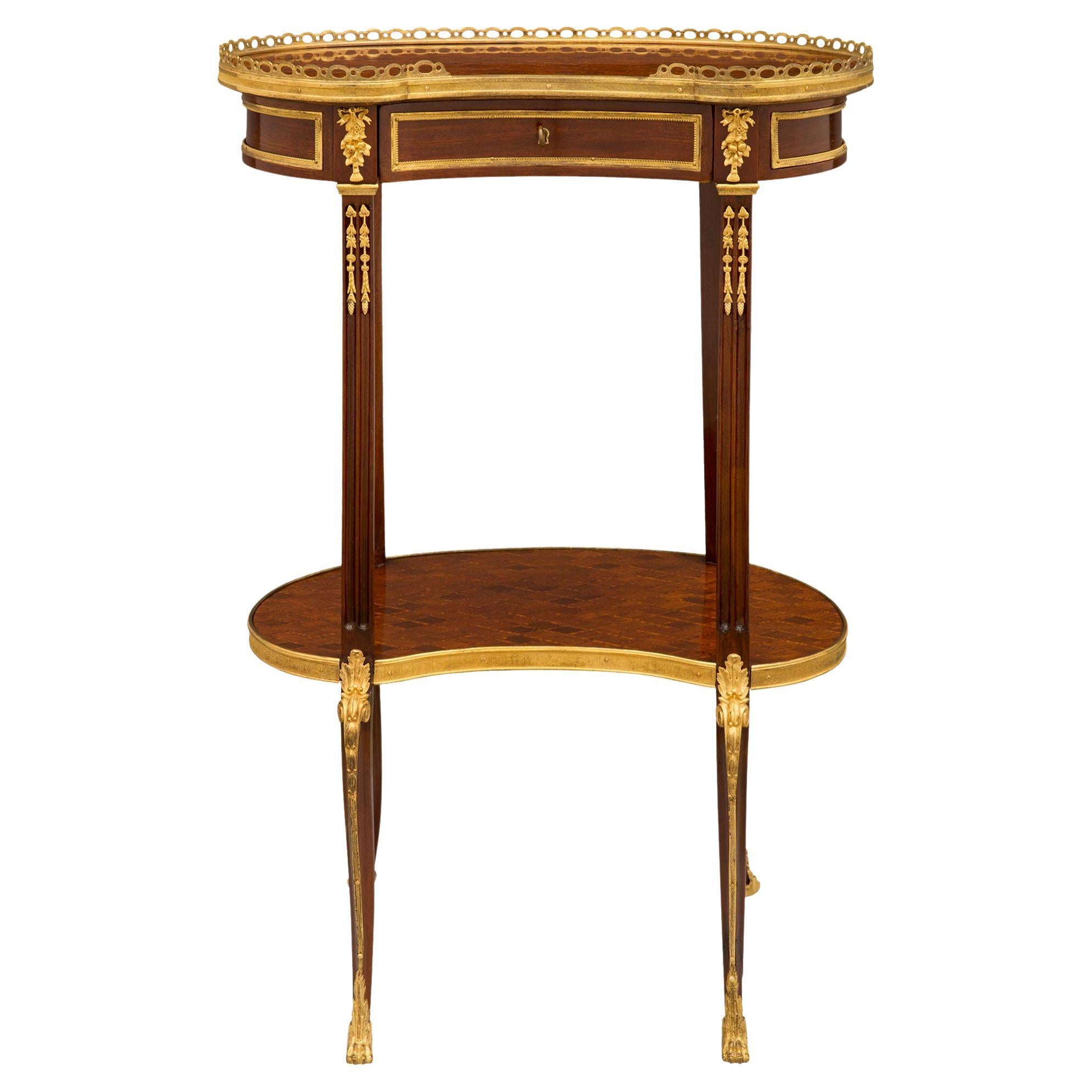French 19th Century Transitional St. Parquetry and Ormolu Side Table