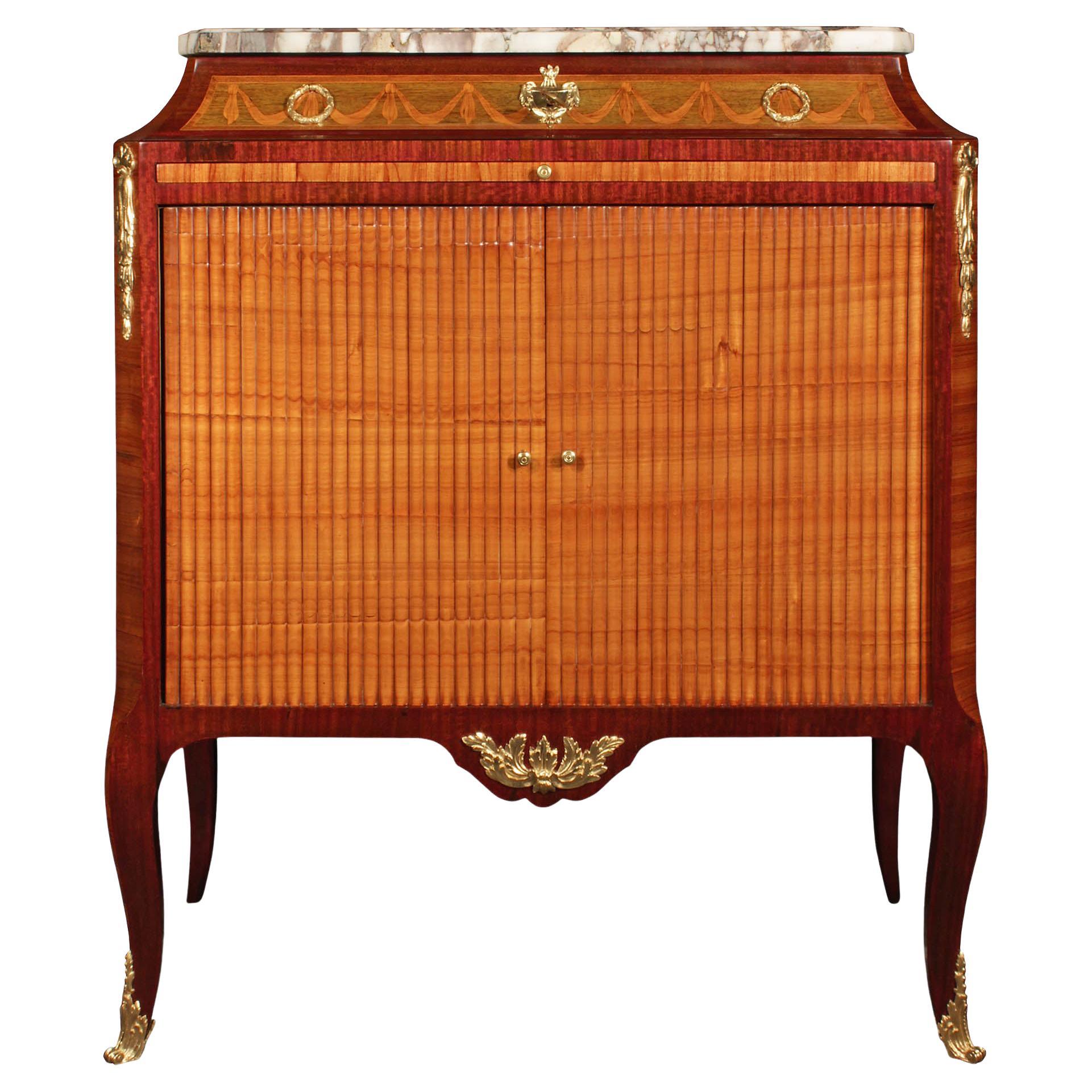 French 19th Century Transitional St. Tulipwood Marquetry Cabinet For Sale