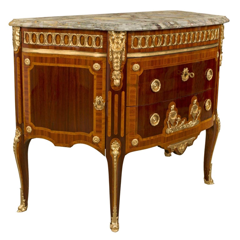 Ormolu French 19th Century Transitional Style Commode, Signed Krieger For Sale