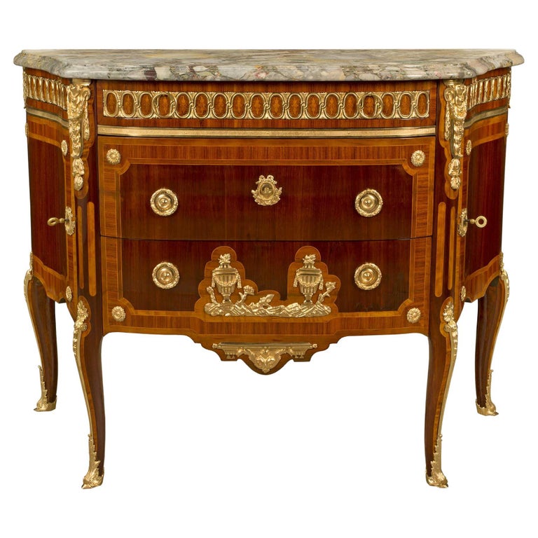 French 19th Century Transitional Style Commode, Signed Krieger For Sale