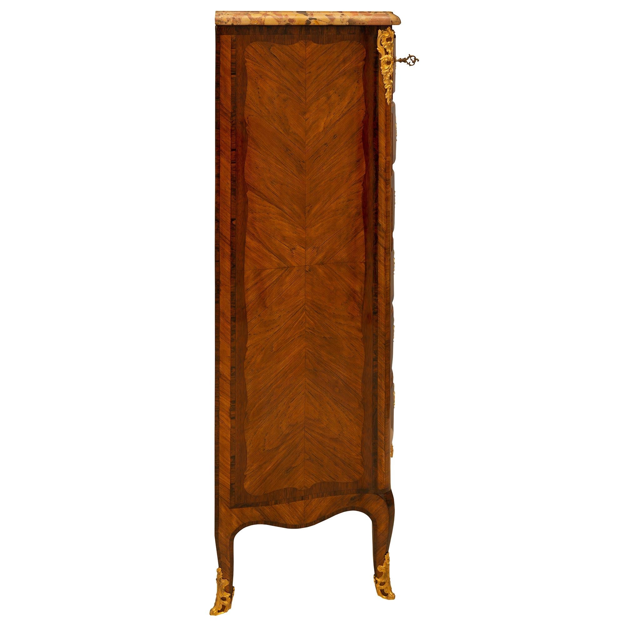 French 19th Century Transitional Style Kingwood and Ormolu Six Drawer Chiffonier For Sale 2