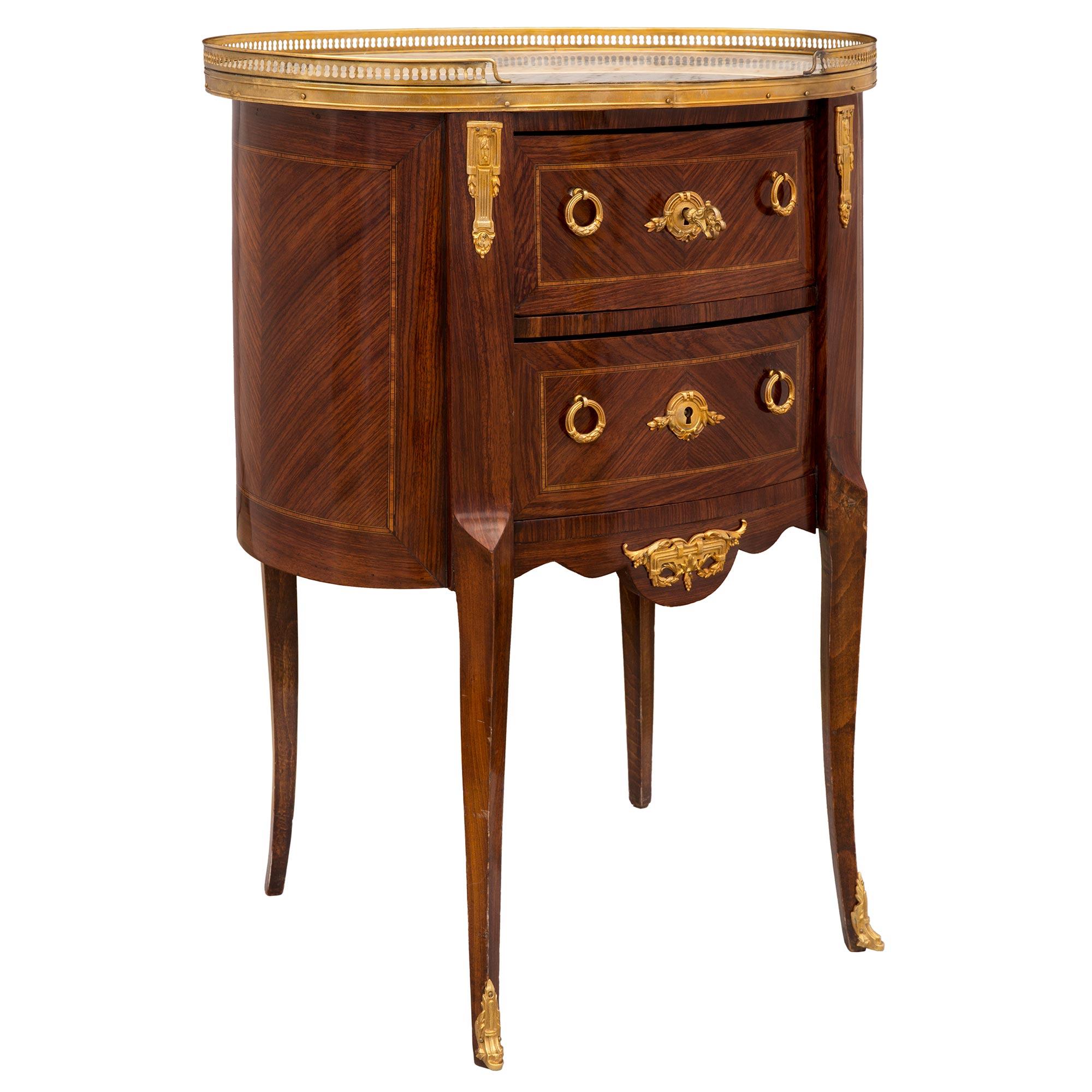 French 19th Century Transitional Style Kingwood, Boxwood and Ormolu Side Table In Good Condition For Sale In West Palm Beach, FL