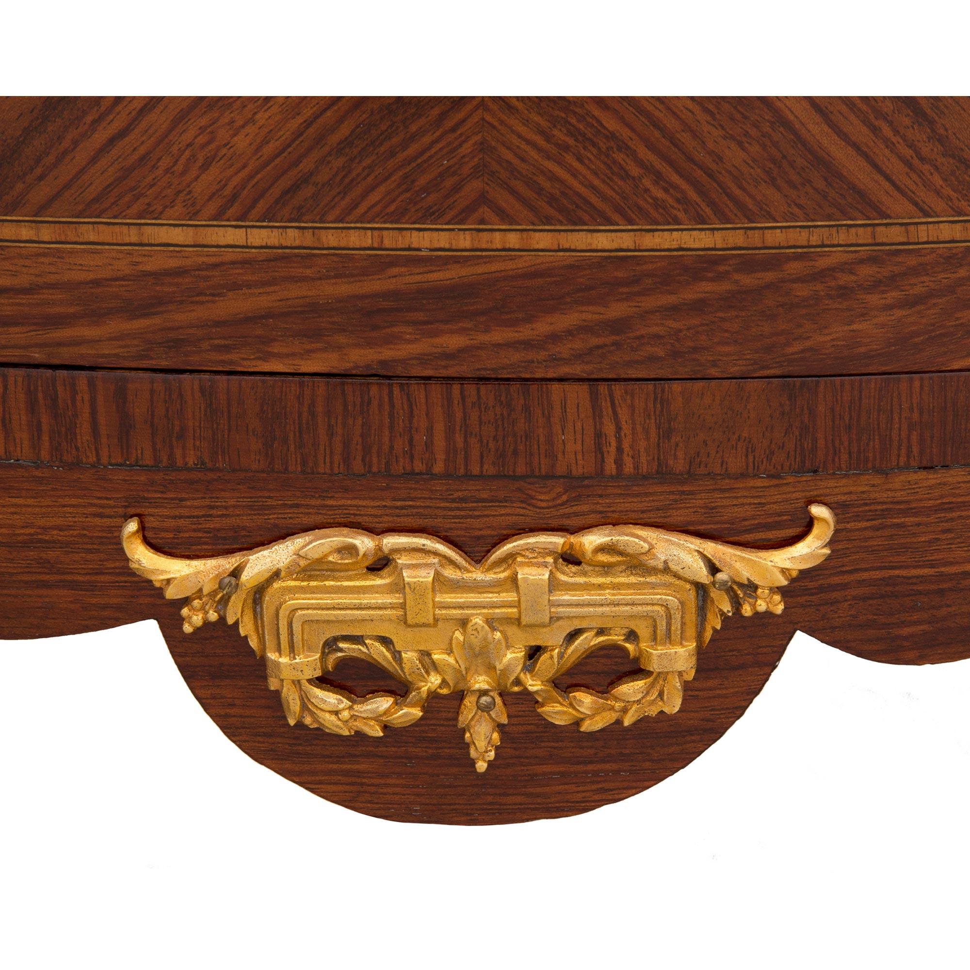 French 19th Century Transitional Style Kingwood, Boxwood and Ormolu Side Table For Sale 5