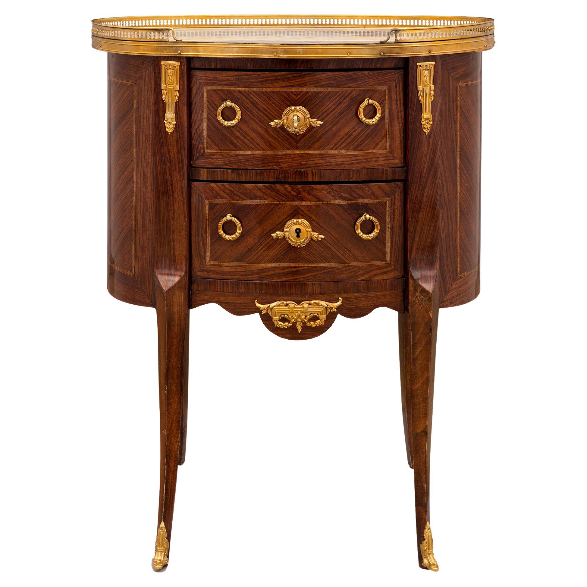 French 19th Century Transitional Style Kingwood, Boxwood and Ormolu Side Table