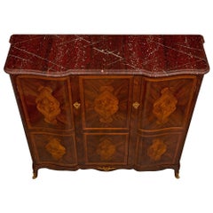 French 19th Century Transitional Style Kingwood, Ormolu, and Marble Cabinet