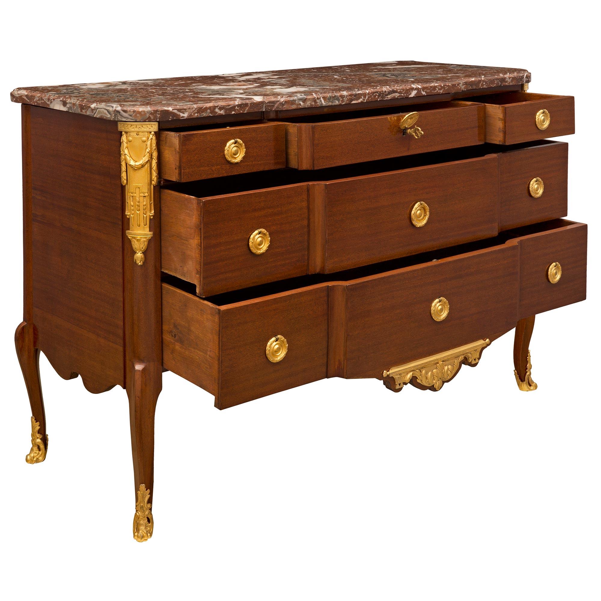 French 19th Century Transitional Style Mahogany and Ormolu Commode For Sale 1