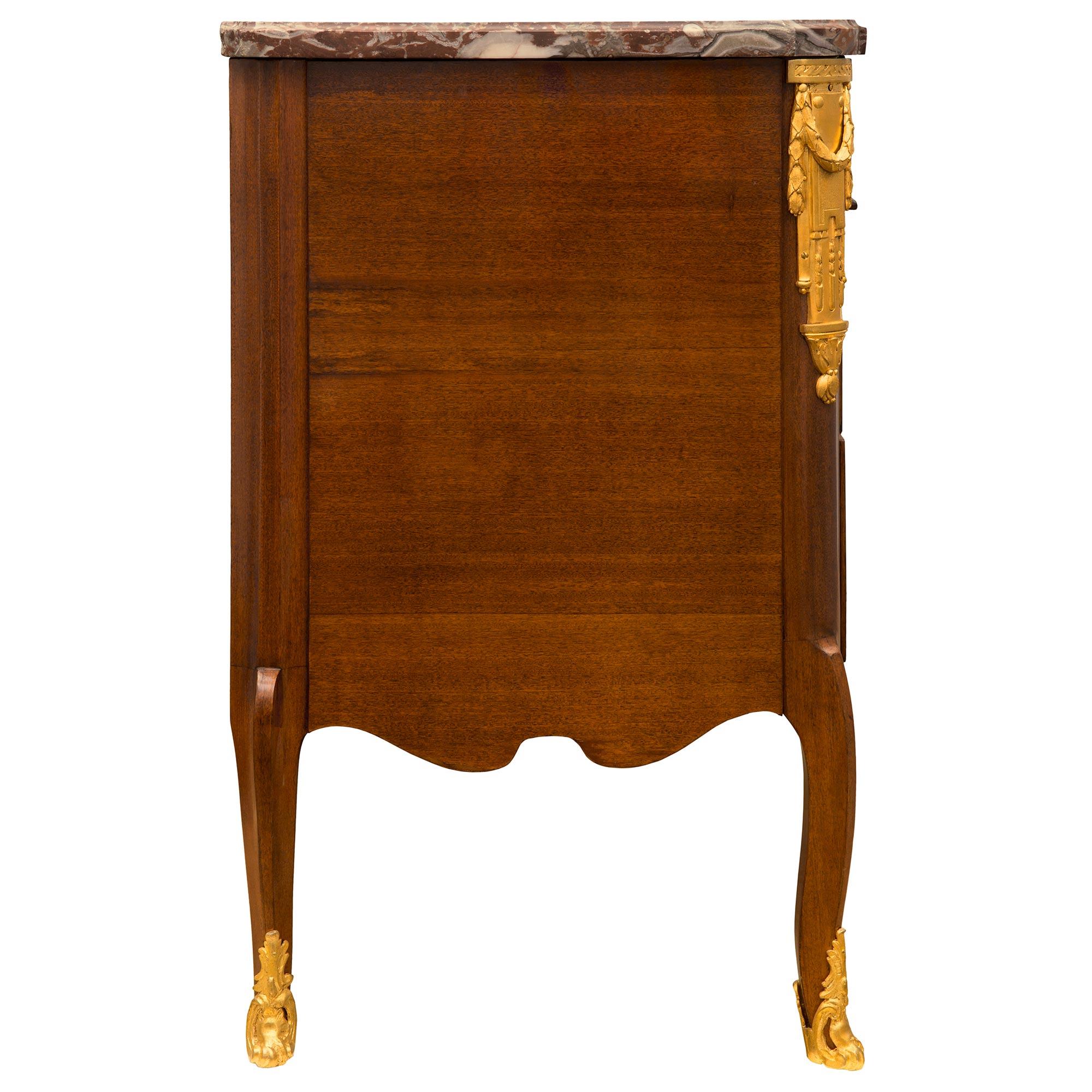 French 19th Century Transitional Style Mahogany and Ormolu Commode For Sale 2