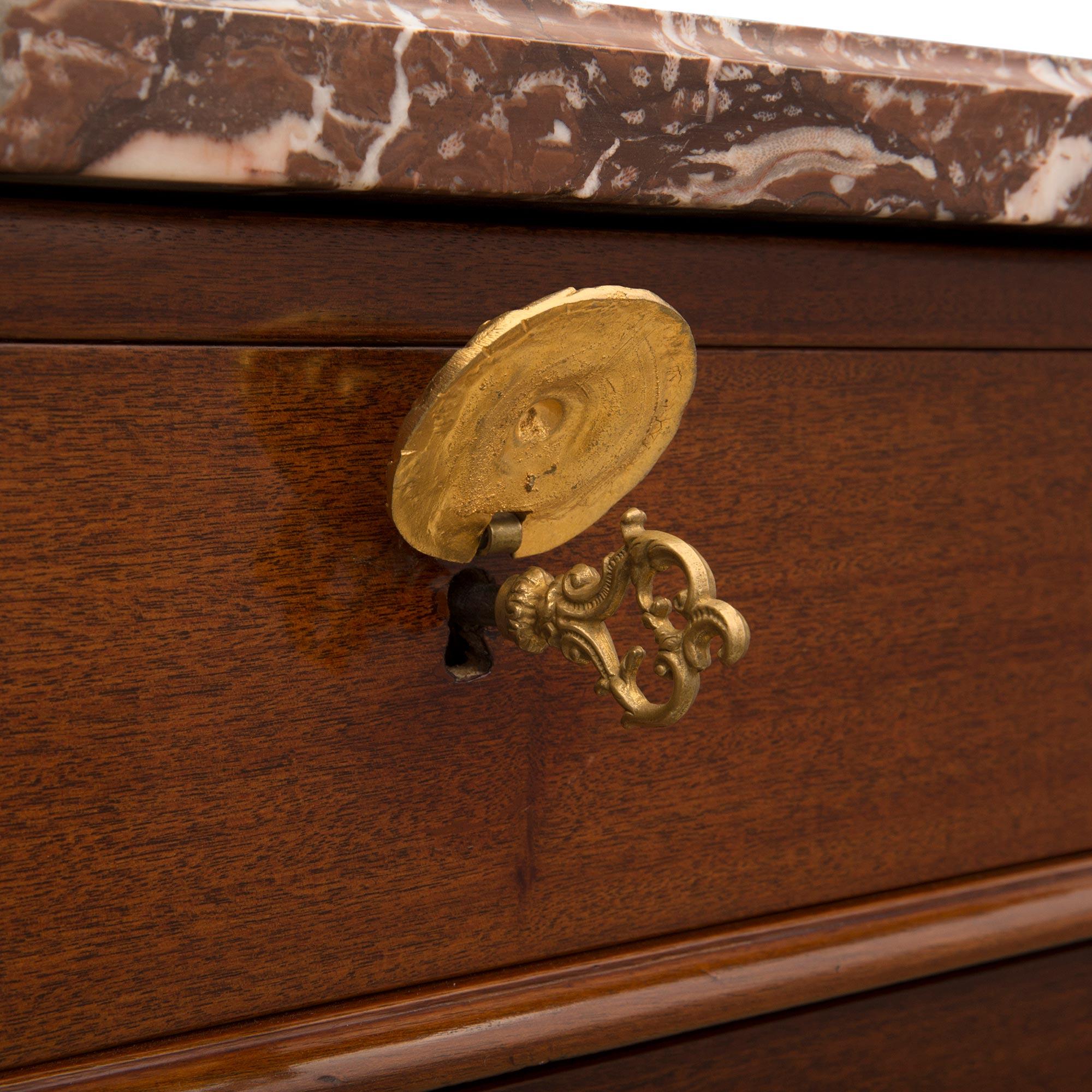 French 19th Century Transitional Style Mahogany and Ormolu Commode For Sale 4