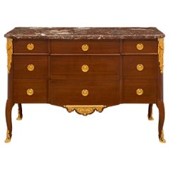 French 19th Century Transitional Style Mahogany and Ormolu Commode