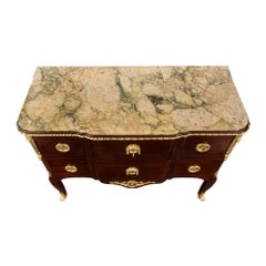 French 19th Century Transitional Style Mahogany, Marble and Ormolu Chest
