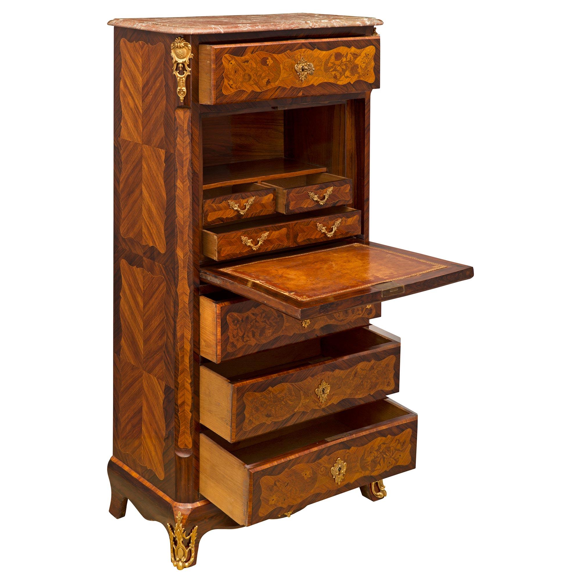 French, 19th Century, Transitional Style Tulipwood and Kingwood Secretary For Sale 2