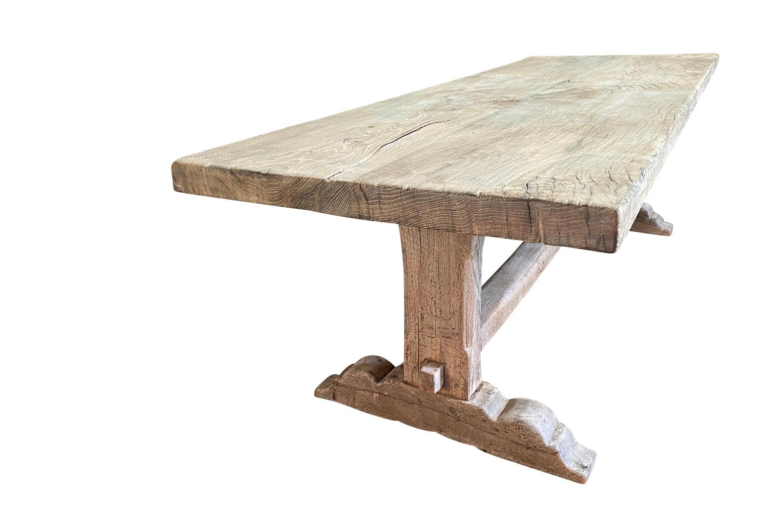 Oak French 19th Century Trestle Table, Farm Table