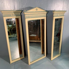 French 19th Century Triptych Set of Directoire Style Painted Mirrors