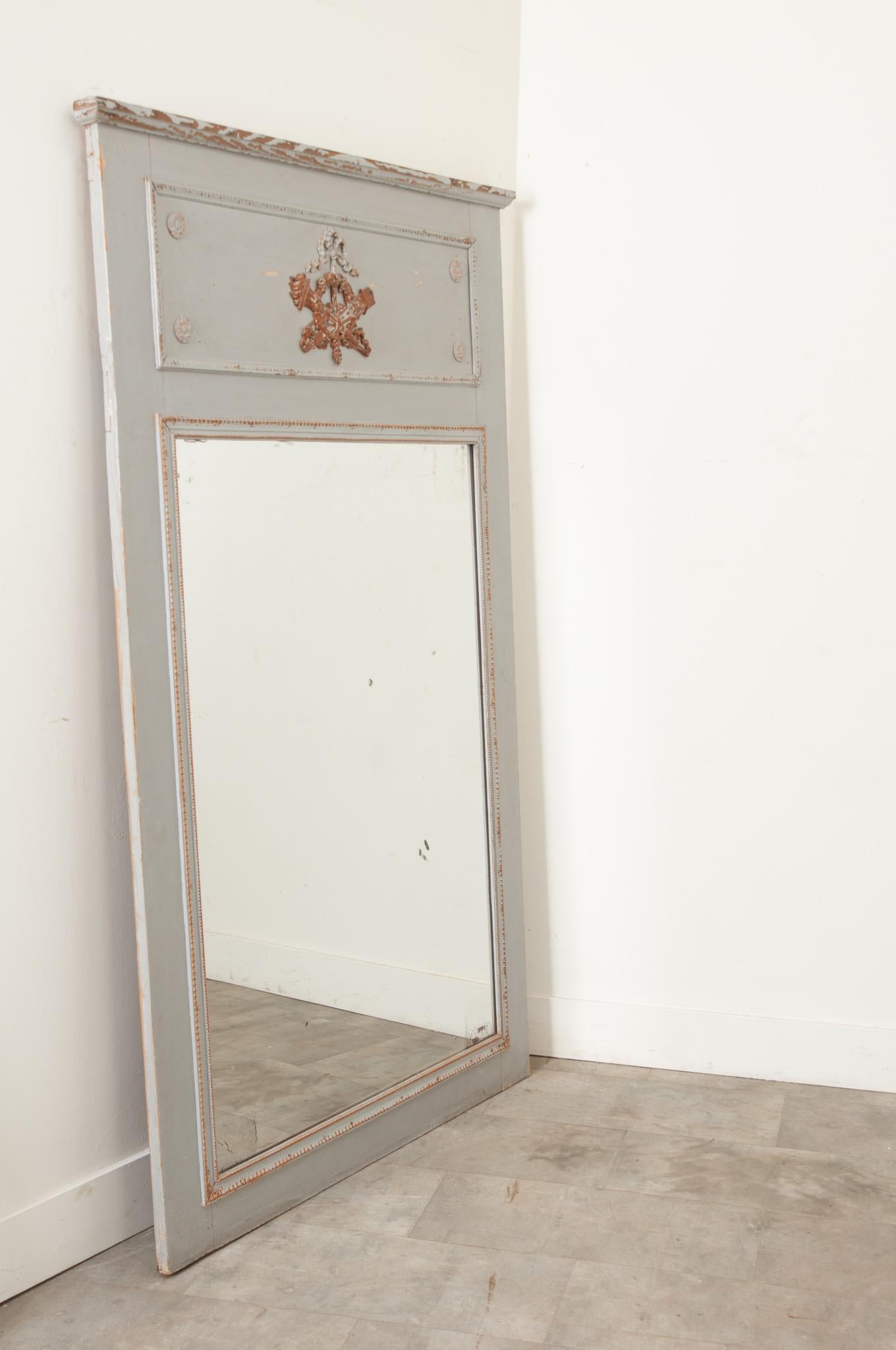 French 19th Century Trumeau with Original Mirror Glass For Sale 3