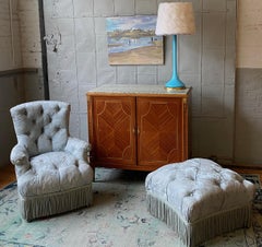 French 19th Century Tufted Armchair and Ottoman