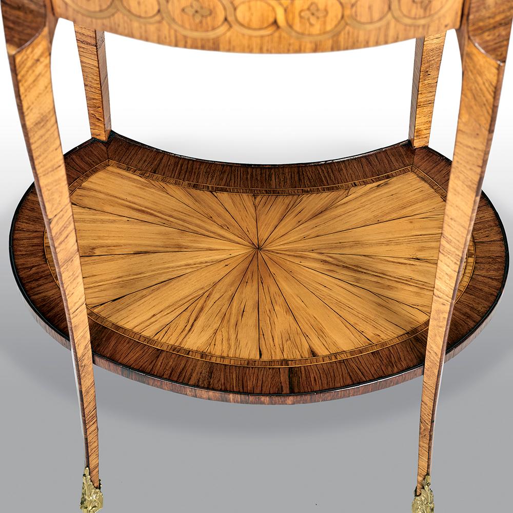 French 19th Century Tulipwood And Marquetry Oval Side Table 2