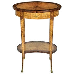 French 19th Century Tulipwood And Marquetry Oval Side Table