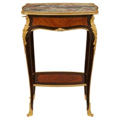 French 19th century Tulipwood, Kingwood, Ormolu and marble side table