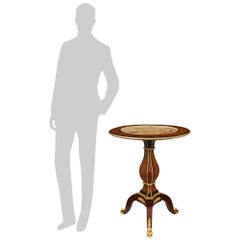 French 19th century Tulipwood, Kingwood, Ormolu and marble tilt top side table