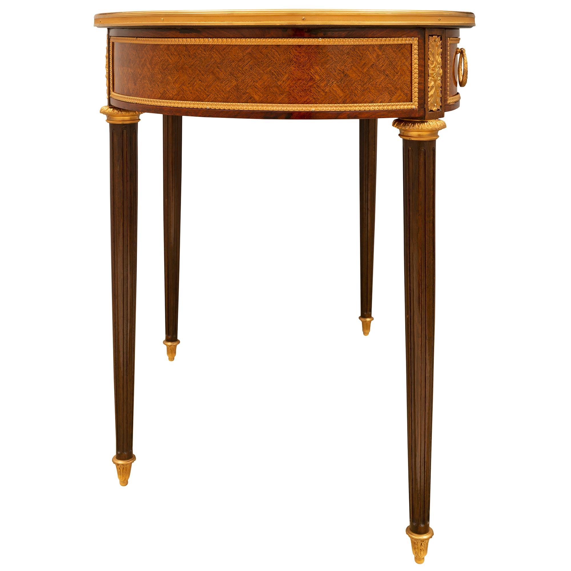 French 19th Century Tulipwood Parquetry Desk, Attributed to Linke For Sale 1