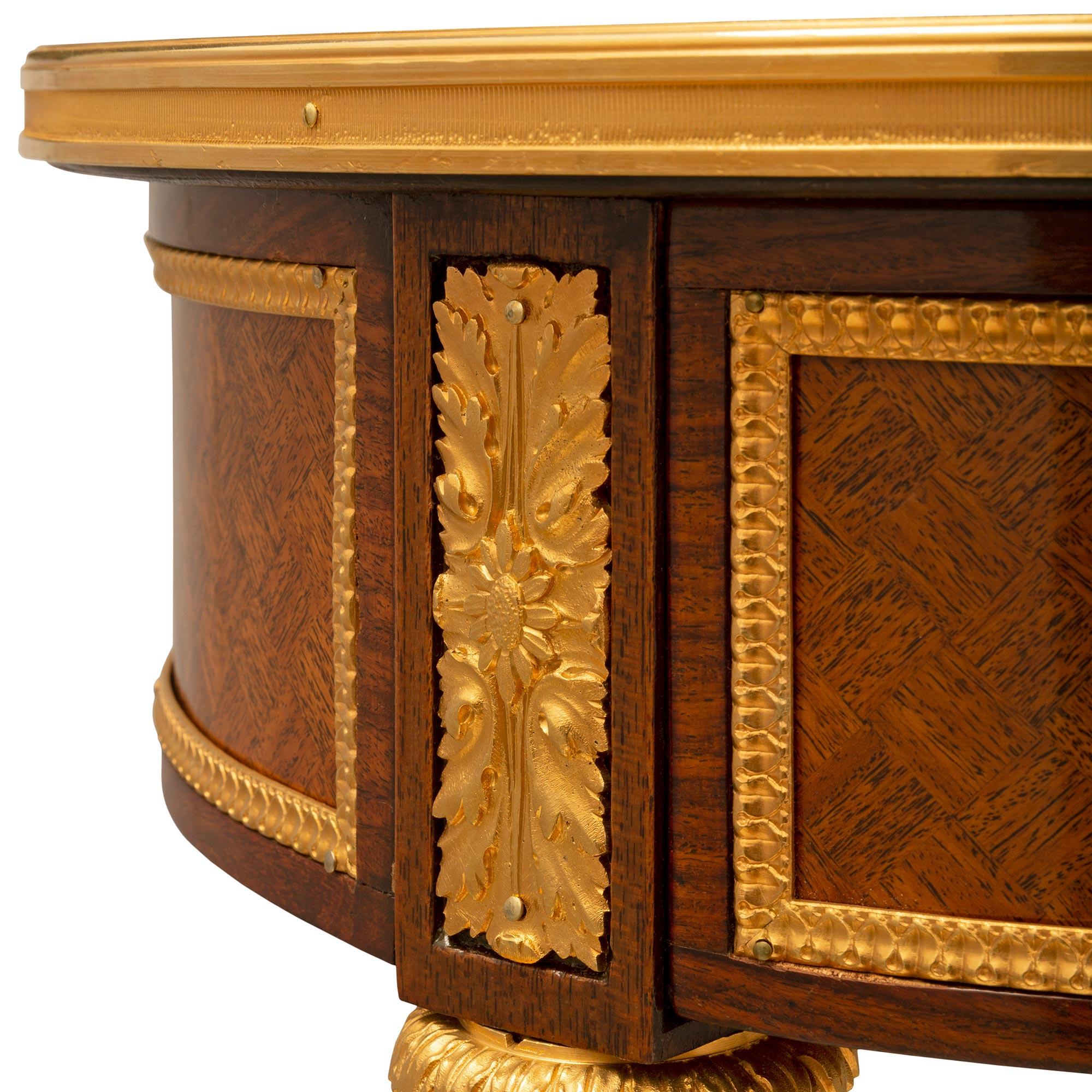 French 19th Century Tulipwood Parquetry Desk, Attributed to Linke For Sale 2