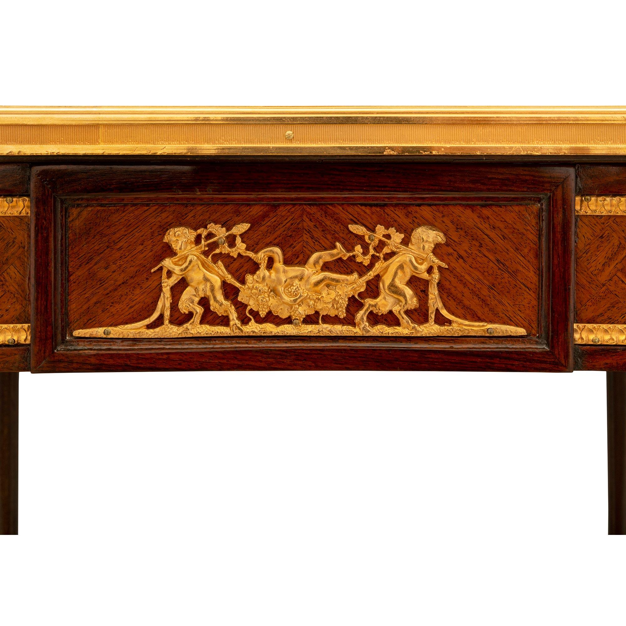 French 19th Century Tulipwood Parquetry Desk, Attributed to Linke For Sale 4