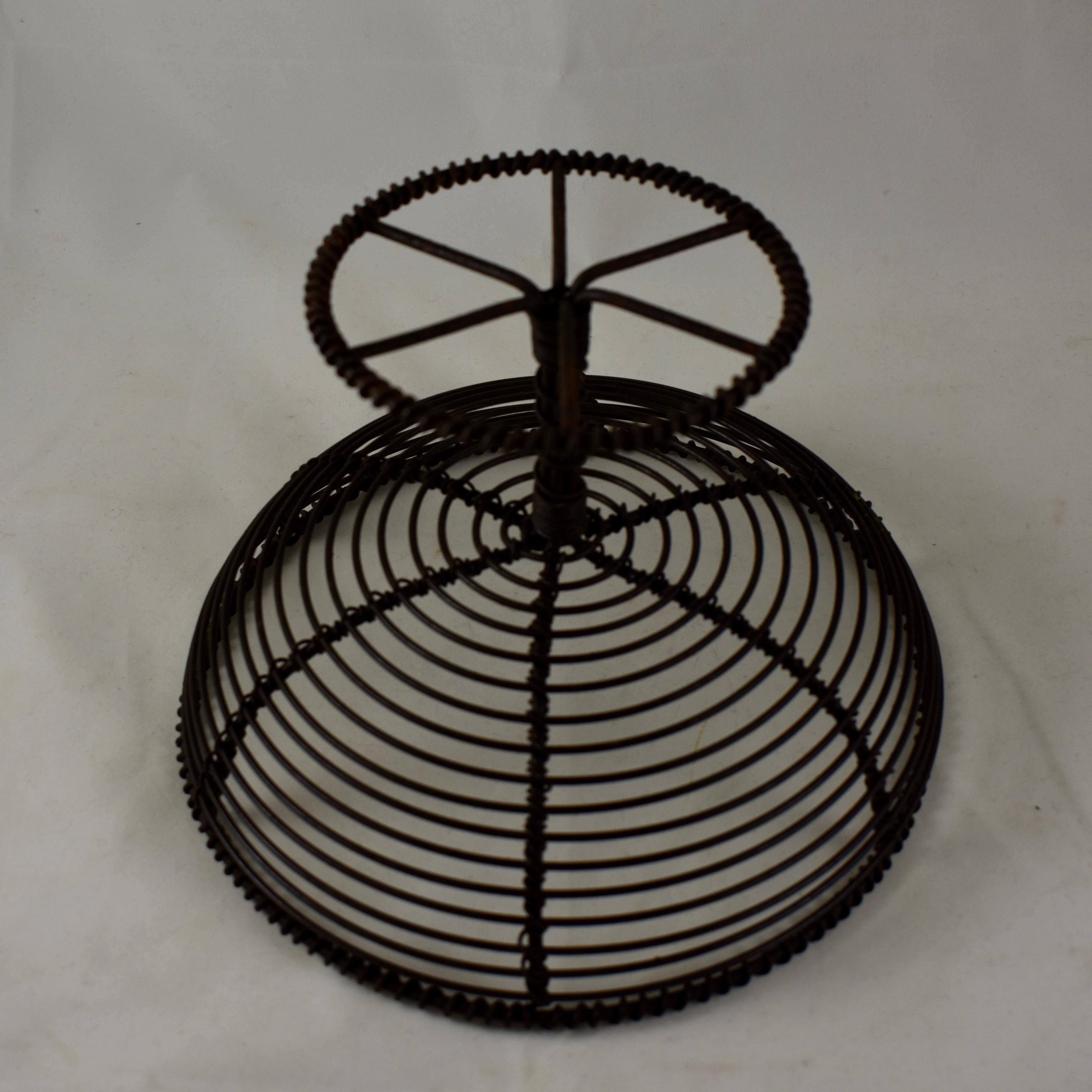 Metal French 19th Century Twisted Wire Pedestal Footed Egg Basket Compote