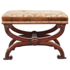 French 19th Century Upholstered and Walnut Stool
