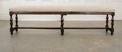 French 19th Century Upholstered Oak Bench
