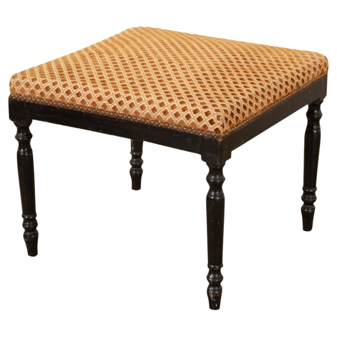 French 19th Century Upholstered Stool For Sale