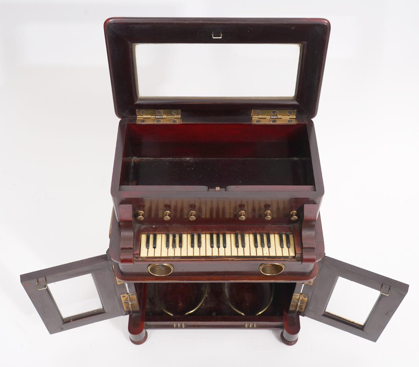 French 19th Century Upright Piano Design Music Box Tantalus or 'Cave a Liqueur' 6