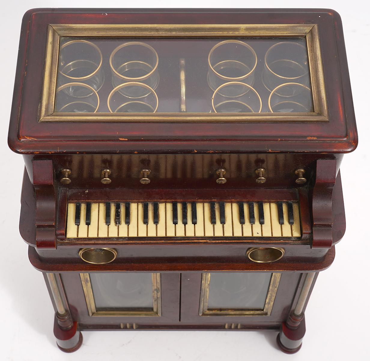 French 19th Century Upright Piano Design Music Box Tantalus or 'Cave a Liqueur' 12