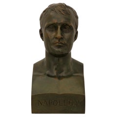 French 19th century Verdigris bronze bust of Napoleon, modeled after Canova