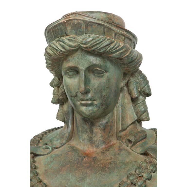 French 19th Century Verdigris Patinated Bronze Statue of Juno For Sale 1