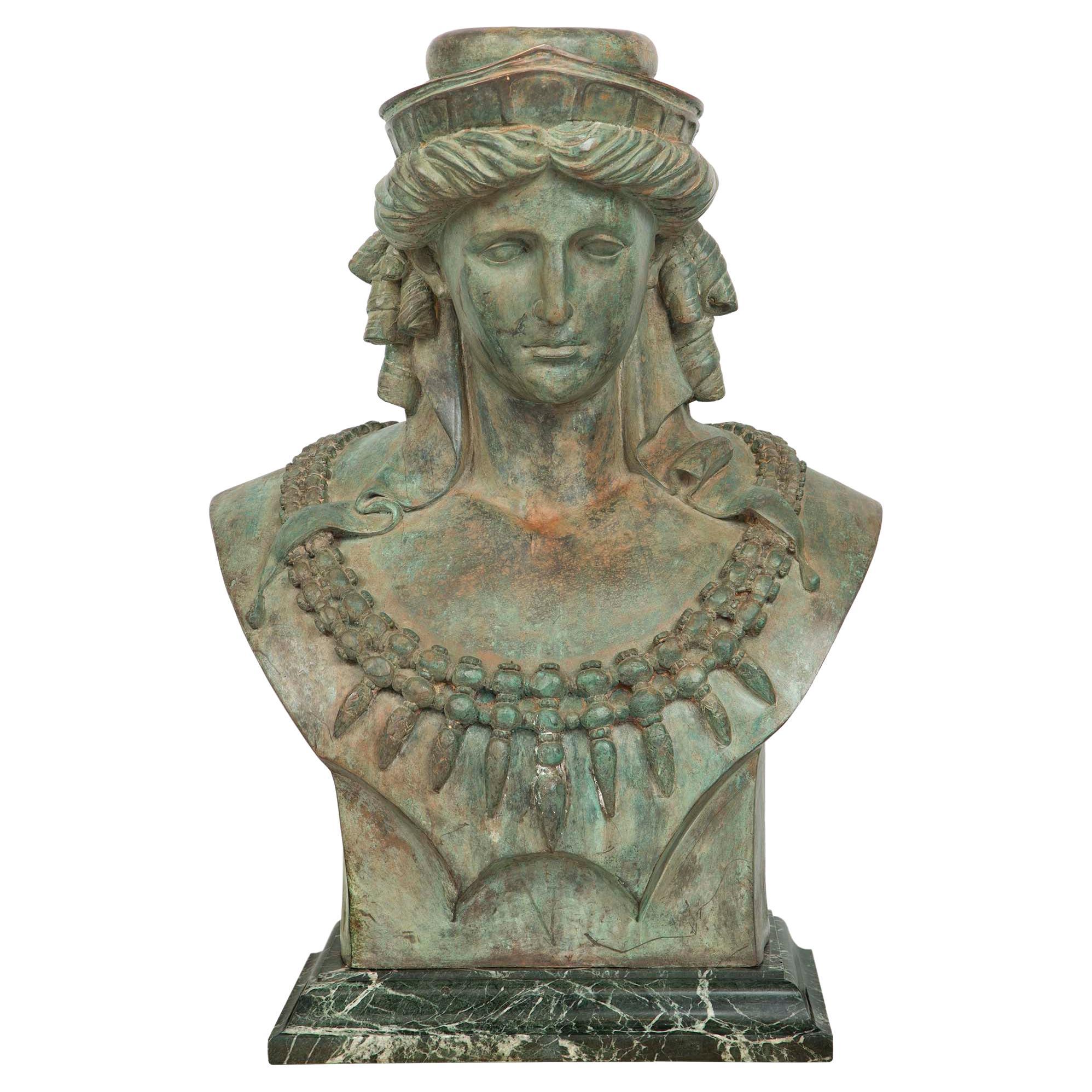 French 19th Century Verdigris Patinated Bronze Statue of Juno