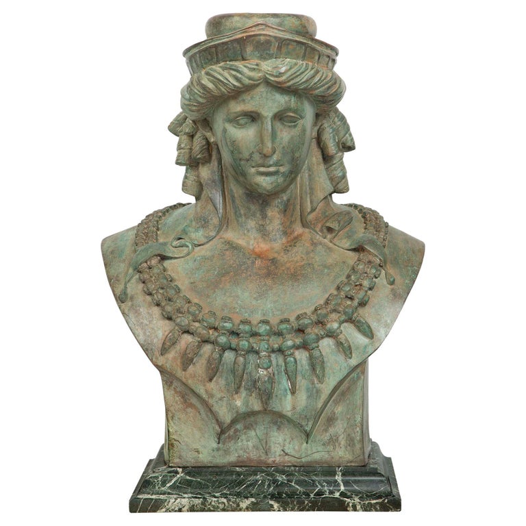 French 19th Century Verdigris Patinated Bronze Statue of Juno For Sale