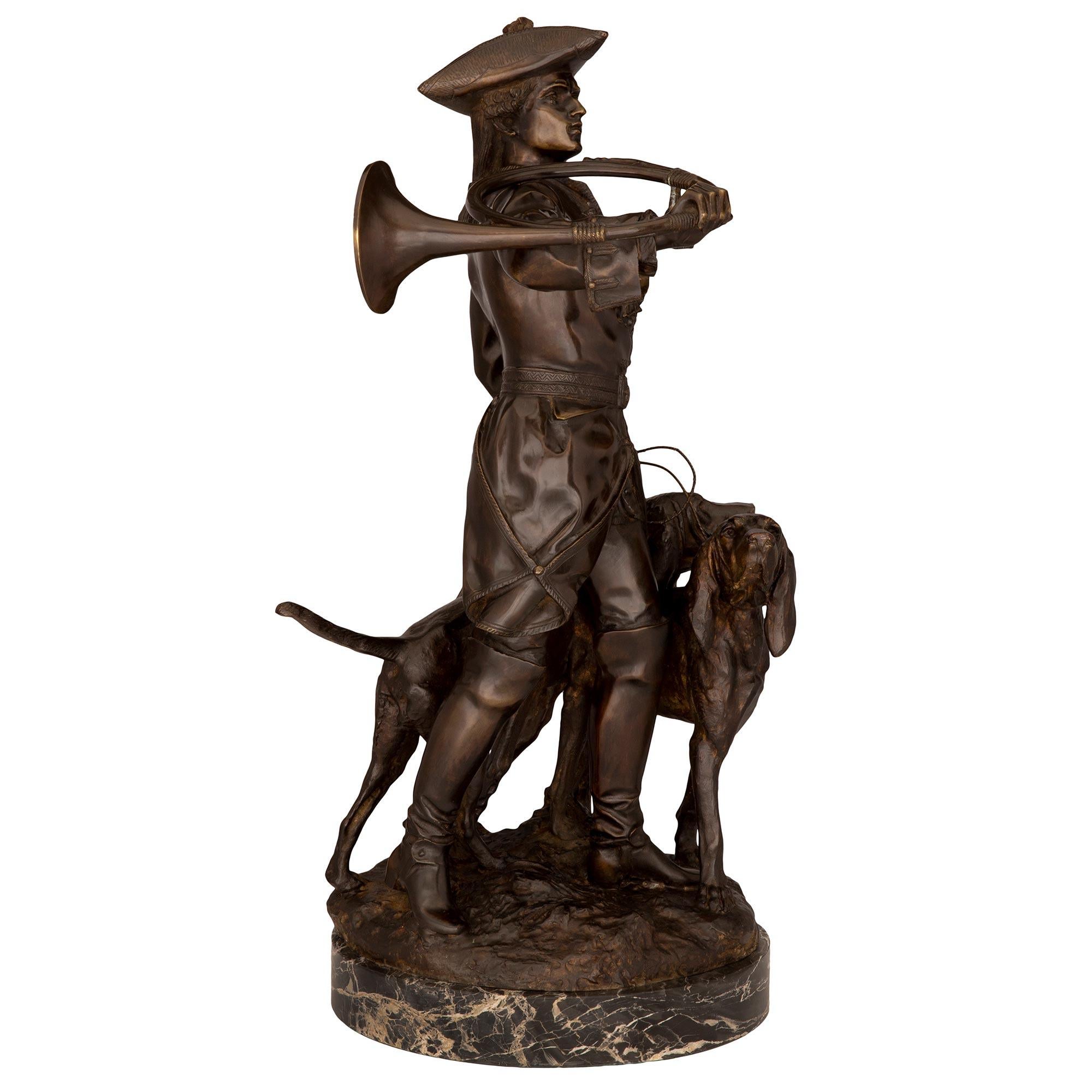 Patinated French 19th Century Verdigris Signed Bronze Statue For Sale