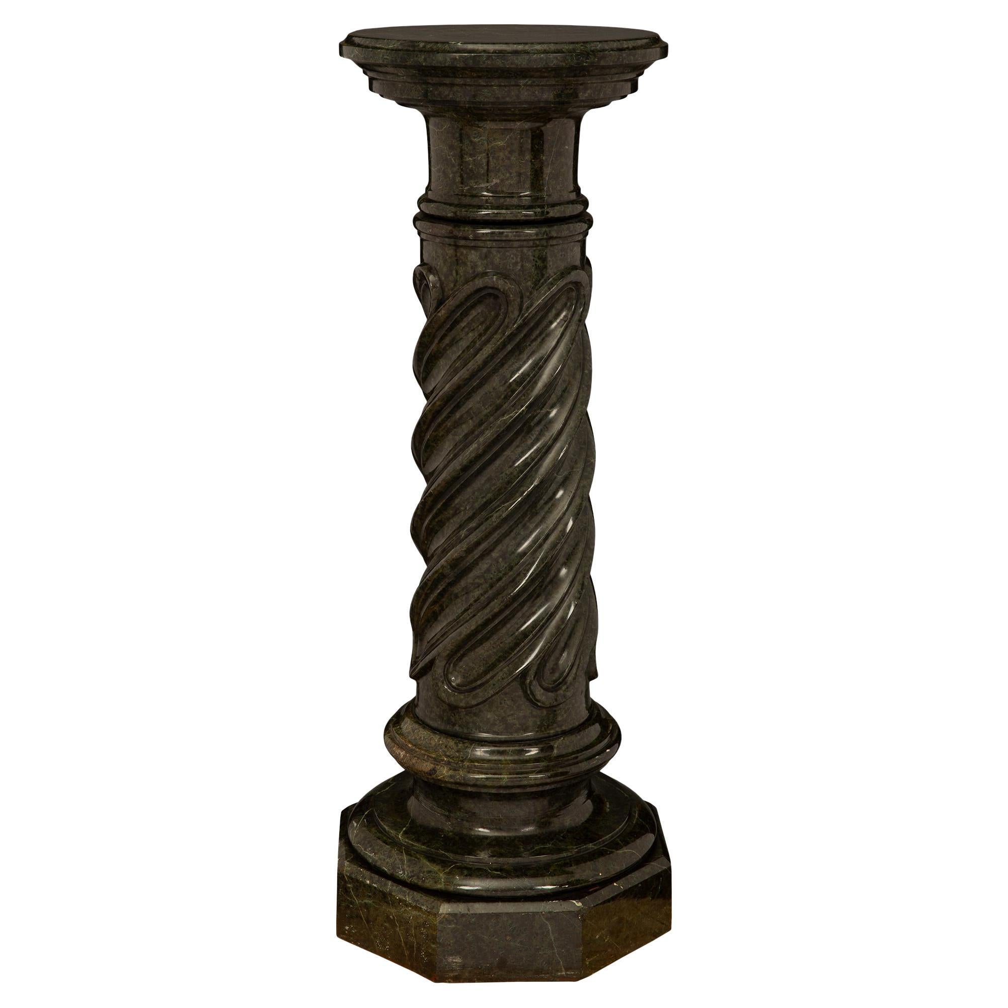 French 19th Century Vert De Patricia Marble Pedestal Column