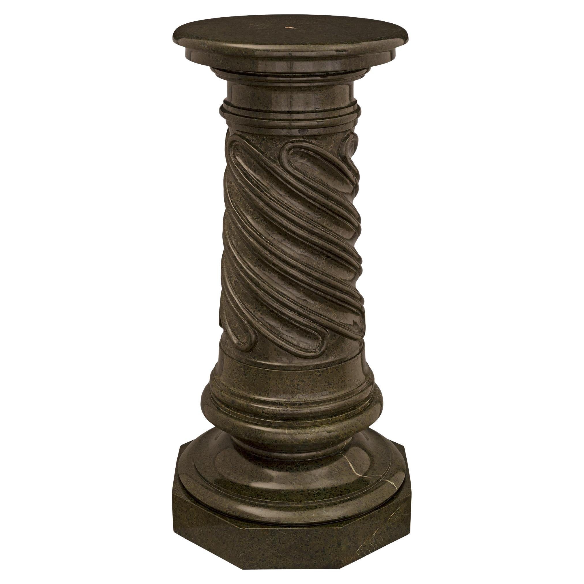 French 19th Century Vert De Patricia Marble Pedestal Column For Sale