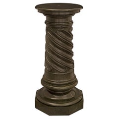 Antique French 19th Century Vert De Patricia Marble Pedestal Column